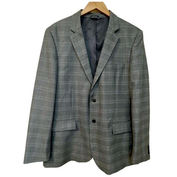 Nautica Mens Blazer 44L Gray Glen Plaid All Season Sportcoat Polyester Blend All - Picture 1 of 12